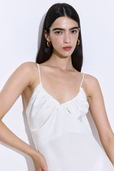 Gathered Neck Linen Maxi Dress