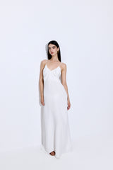 Gathered Neck Linen Maxi Dress