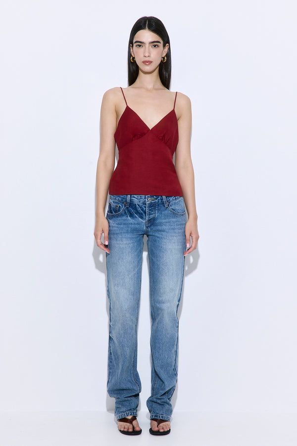 Gathered Neck Linen Camisole