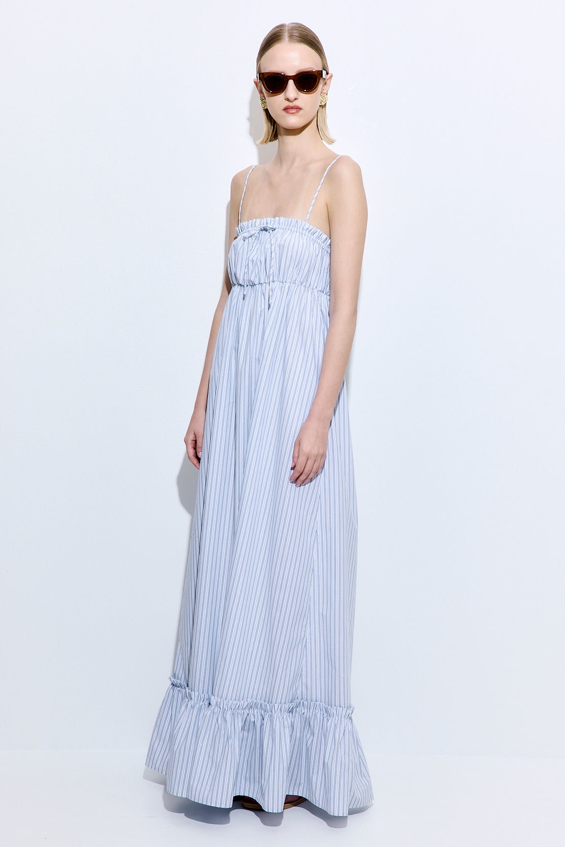 Ruffled Poplin Maxi Dress