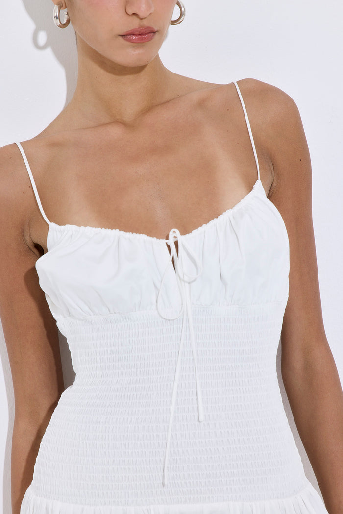 Shirred Straps Mini Dress