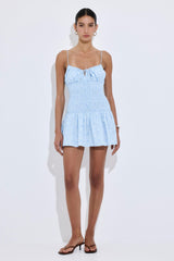 Shirred Straps Mini Dress