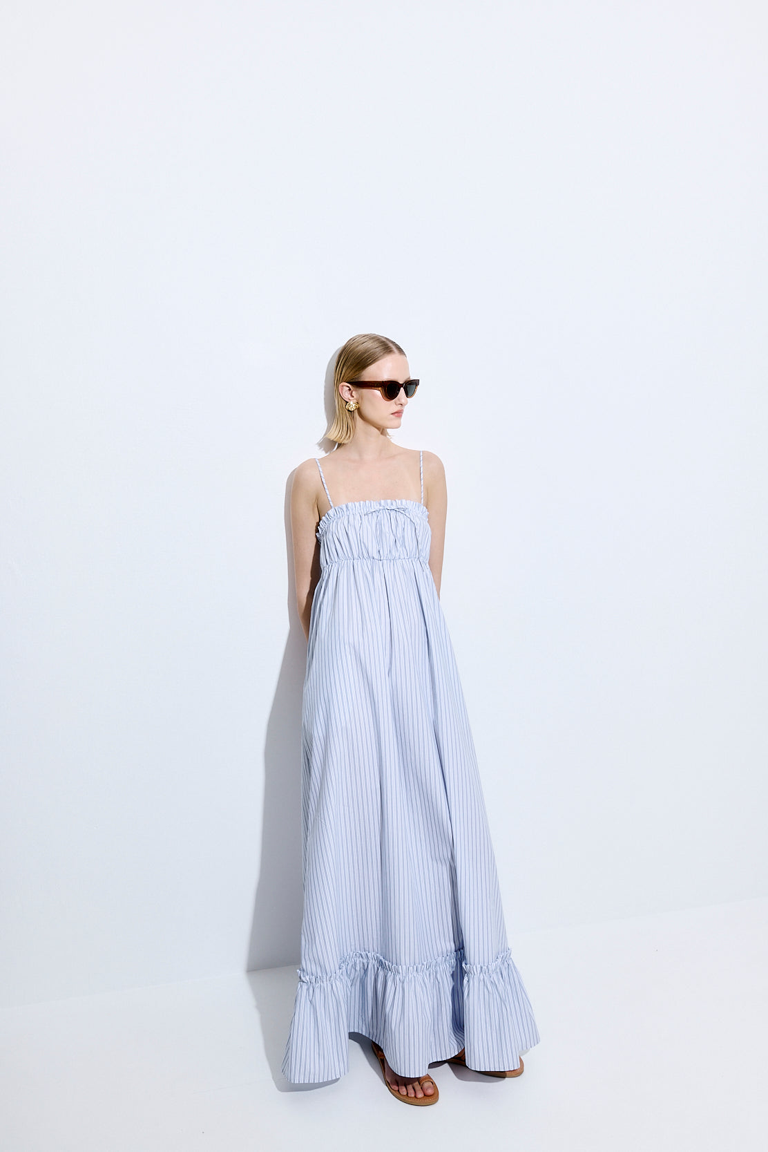 Ruffled Poplin Maxi Dress