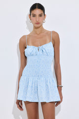 Shirred Straps Mini Dress