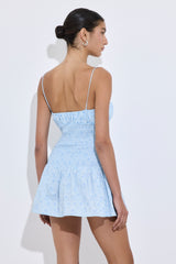 Shirred Straps Mini Dress