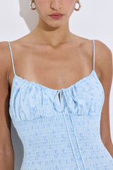 Shirred Straps Mini Dress