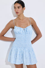 Shirred Straps Mini Dress
