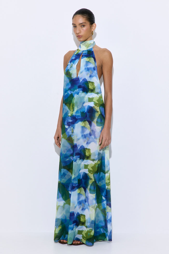 Semi Sheer Collar Maxi Dress