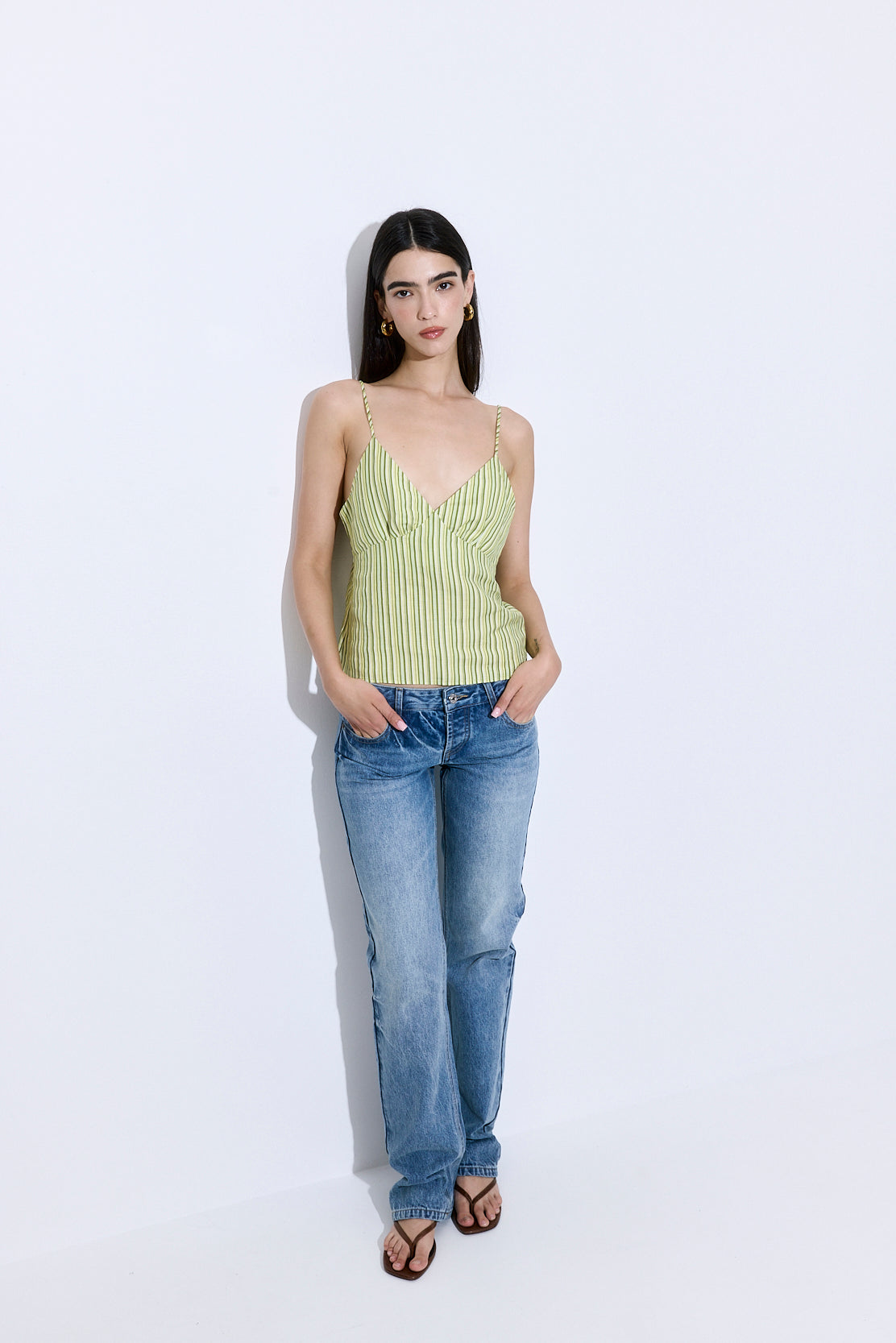 Gathered Neck Linen Camisole