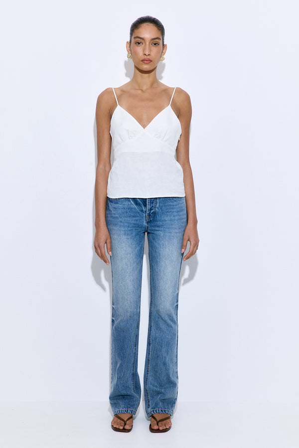 Gathered Neck Linen Camisole