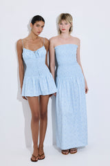 Shirred Straps Mini Dress