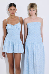 Shirred Straps Mini Dress