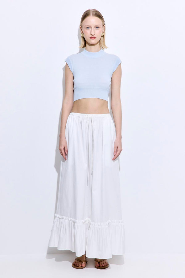 Ruffled Poplin Maxi Skirt