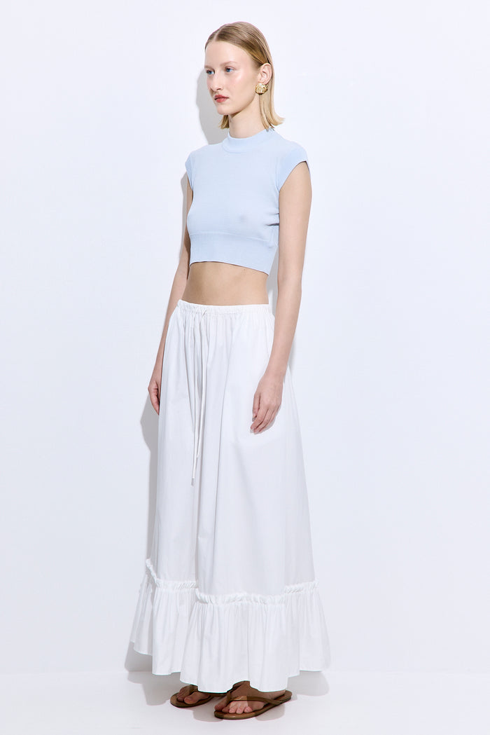 Ruffled Poplin Maxi Skirt