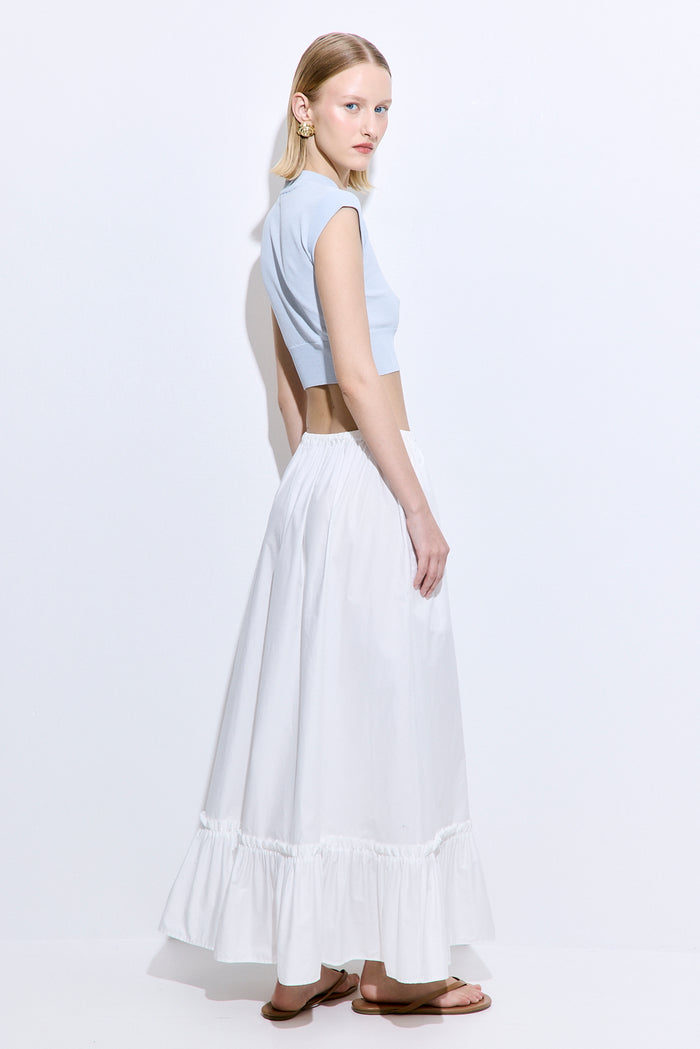 Ruffled Poplin Maxi Skirt