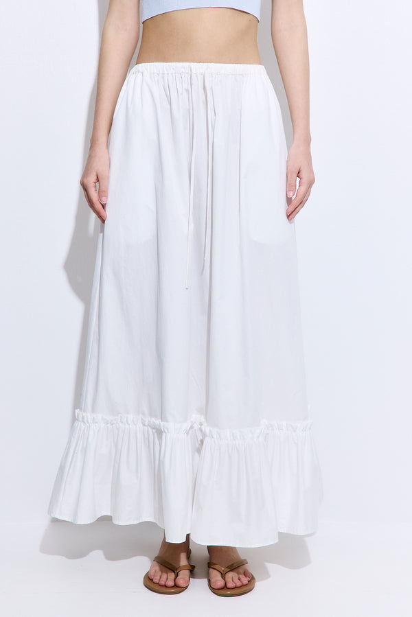 Ruffled Poplin Maxi Skirt