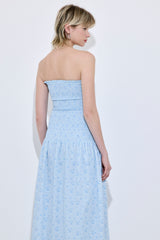 Shirred Strapless Maxi Dress