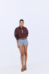 Drill Cotton Mid Rise Shorts