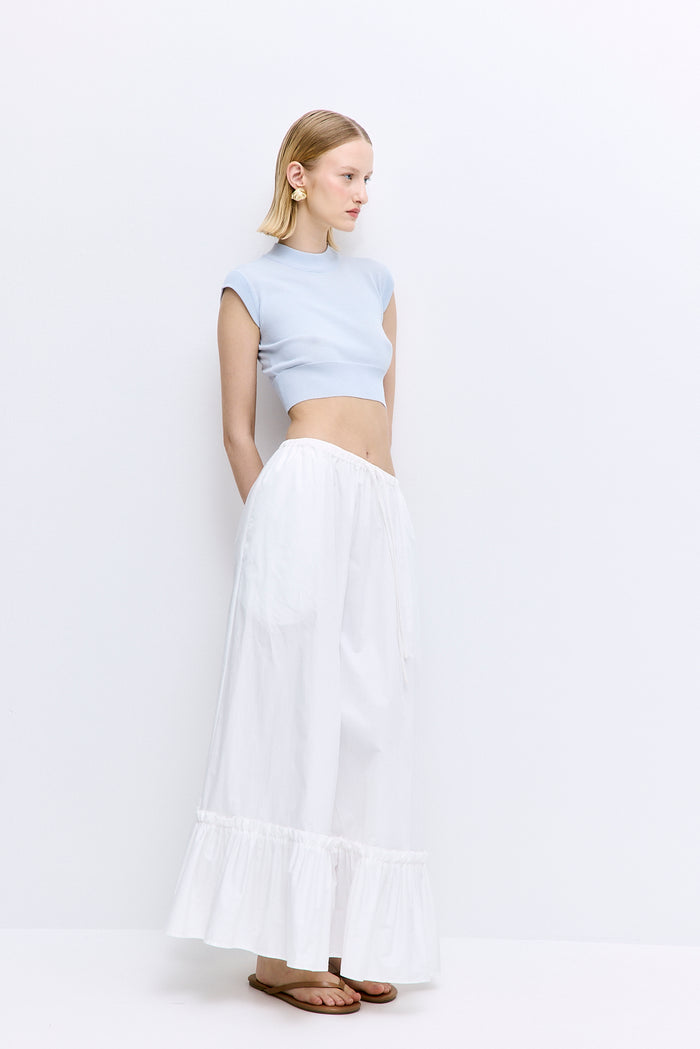 Ruffled Poplin Maxi Skirt