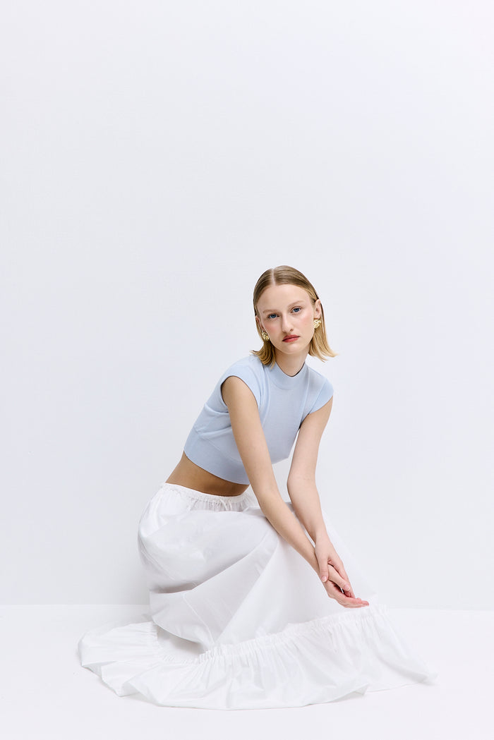 Ruffled Poplin Maxi Skirt