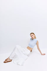 Ruffled Poplin Maxi Skirt