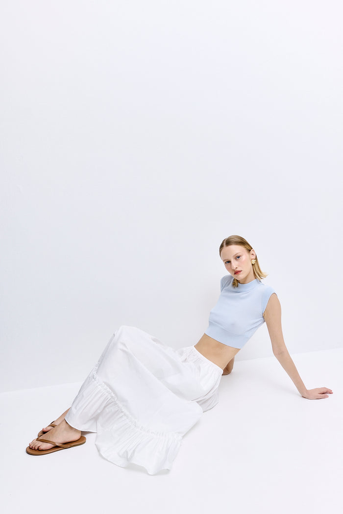 Ruffled Poplin Maxi Skirt