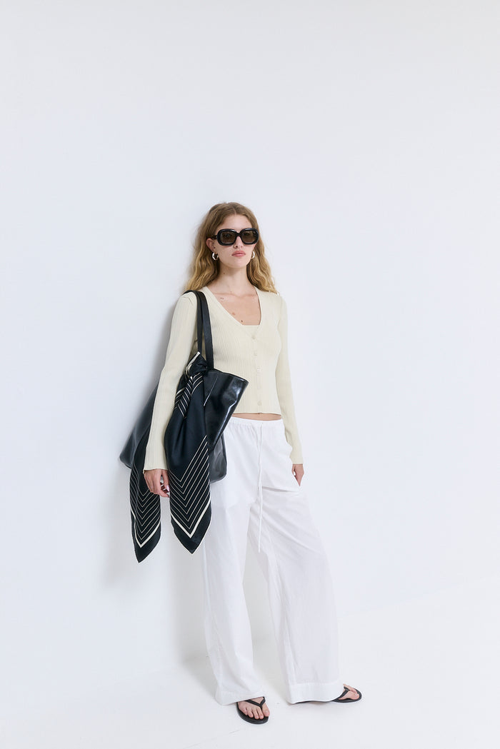 Ribbed V Neck Cardigan