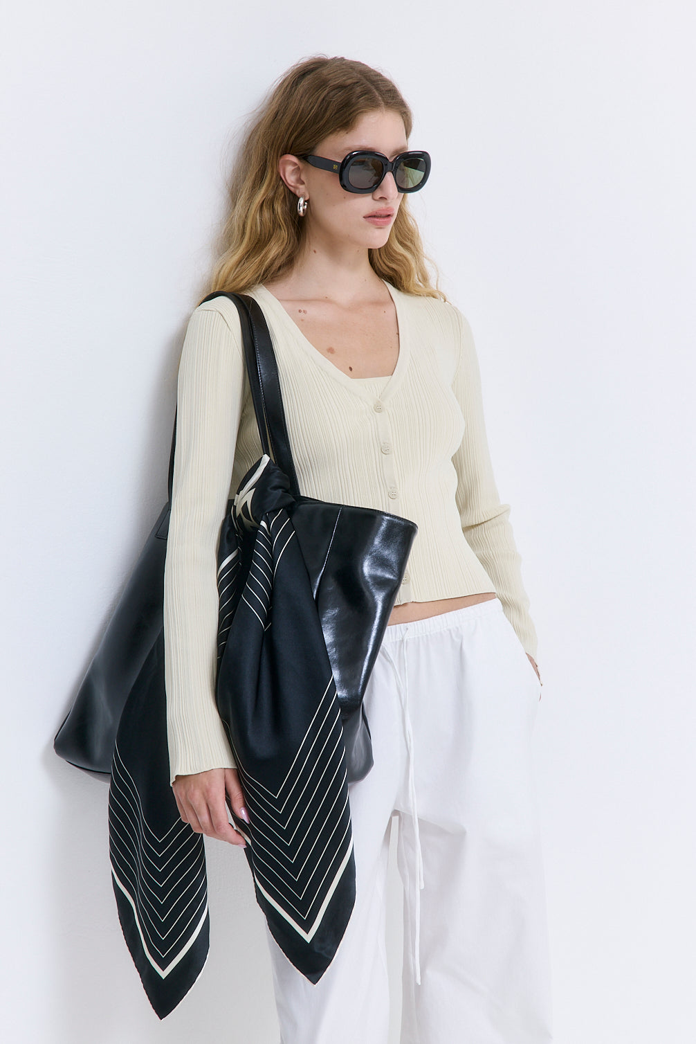 Ribbed V Neck Cardigan