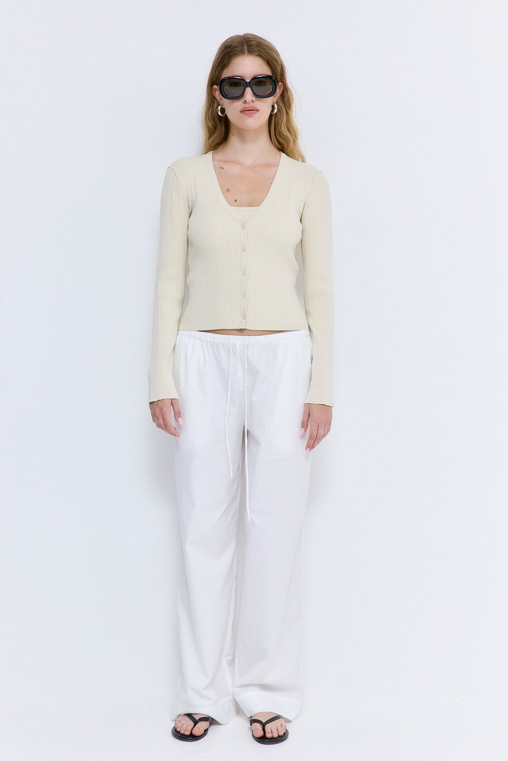 Ribbed V Neck Cardigan