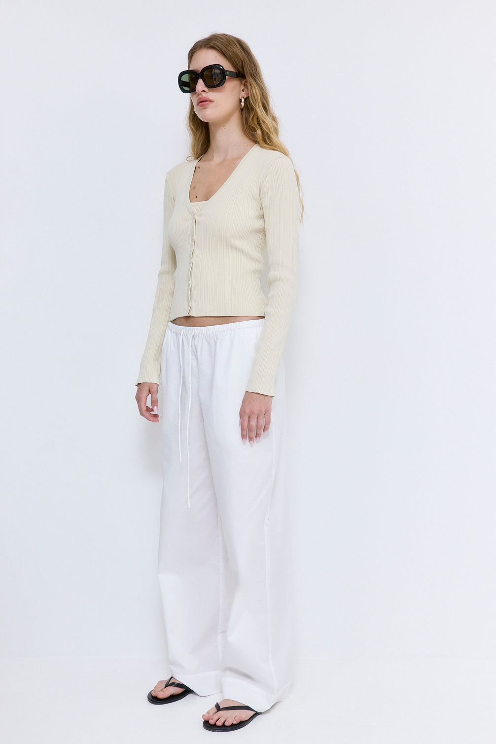 Ribbed V Neck Cardigan