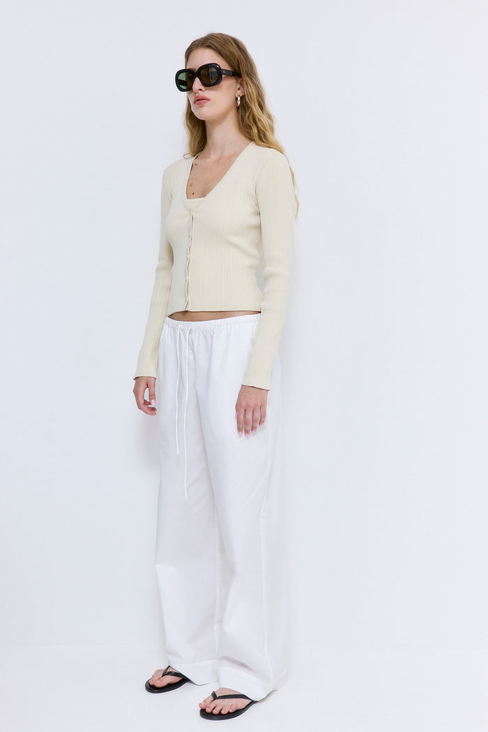 Ribbed V Neck Cardigan