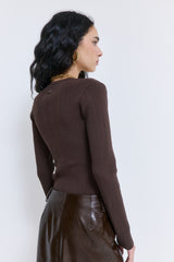Ribbed V Neck Cardigan