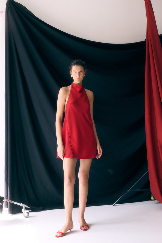 Satin Drape Mini Dress