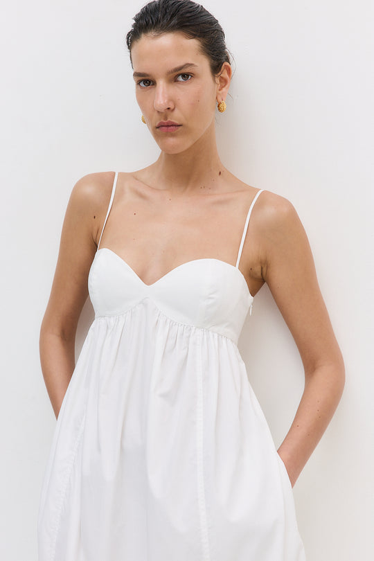 Cupped Poplin Maxi Dress
