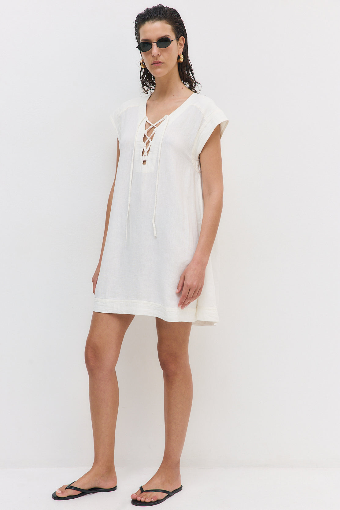 Linen String Tie Dress - Dé Rococo