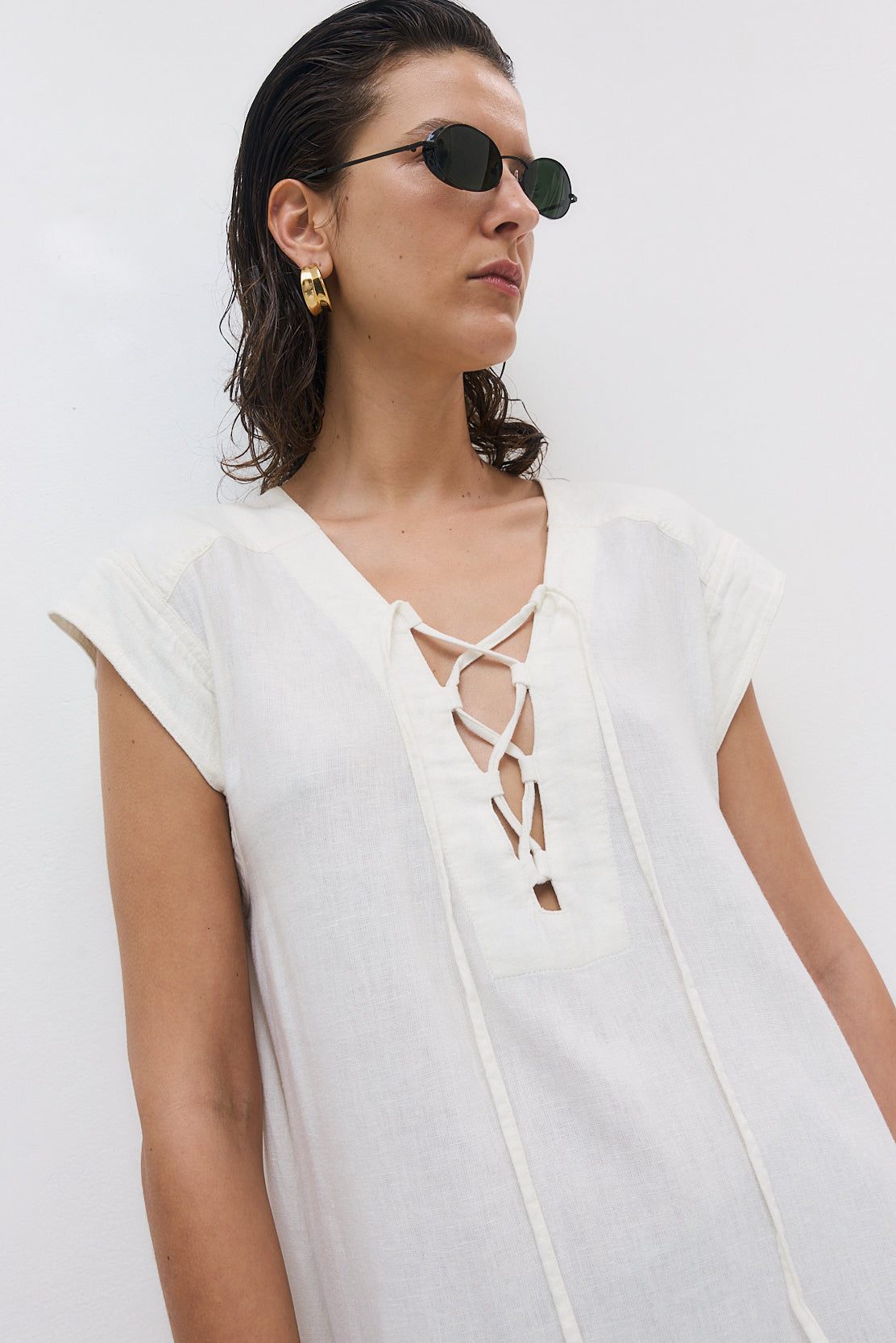 Linen String Tie Dress - Dé Rococo