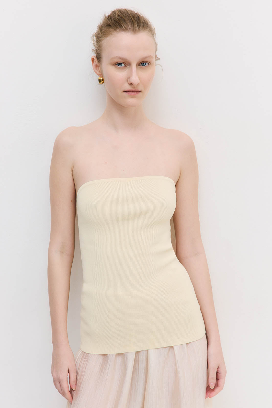 Tight Ribbed Strapless Top - Dé Rococo
