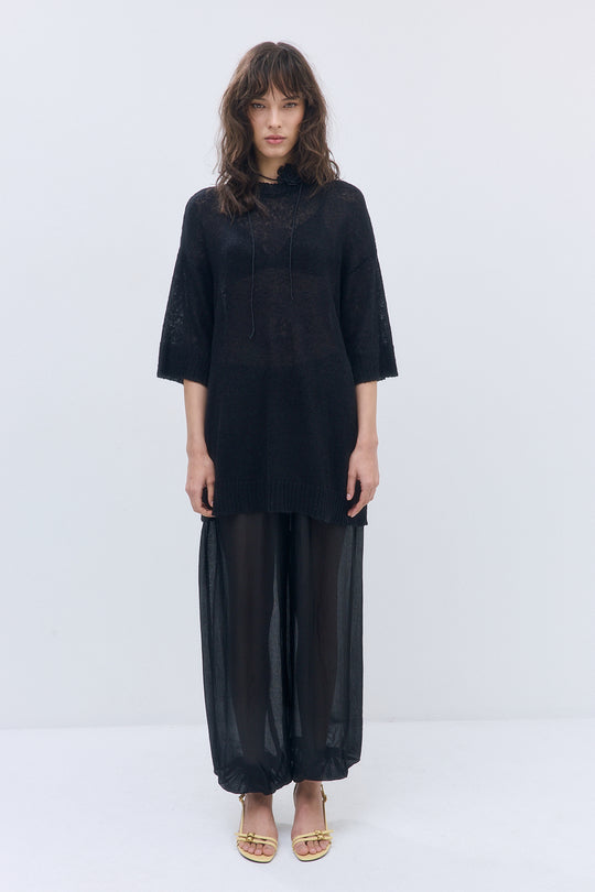 Fuzzy Sheer Oversized Long Top