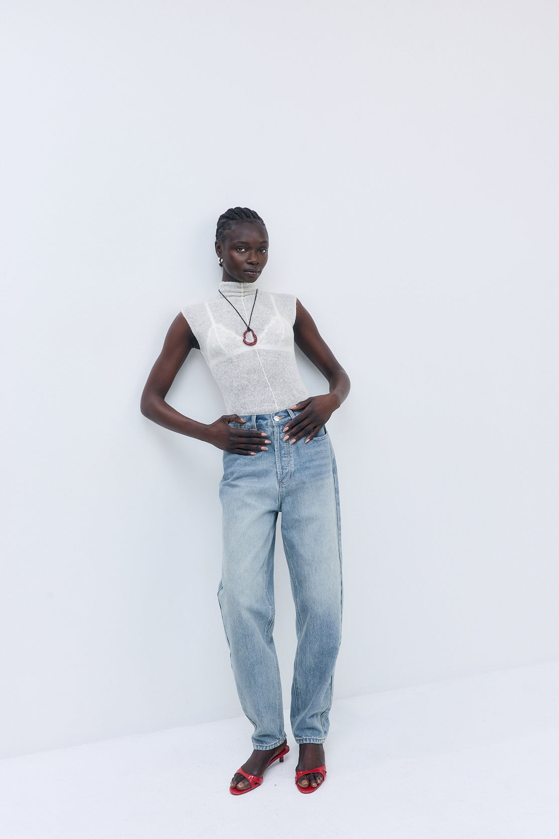 Fuzzy Sheer Mockneck Tank