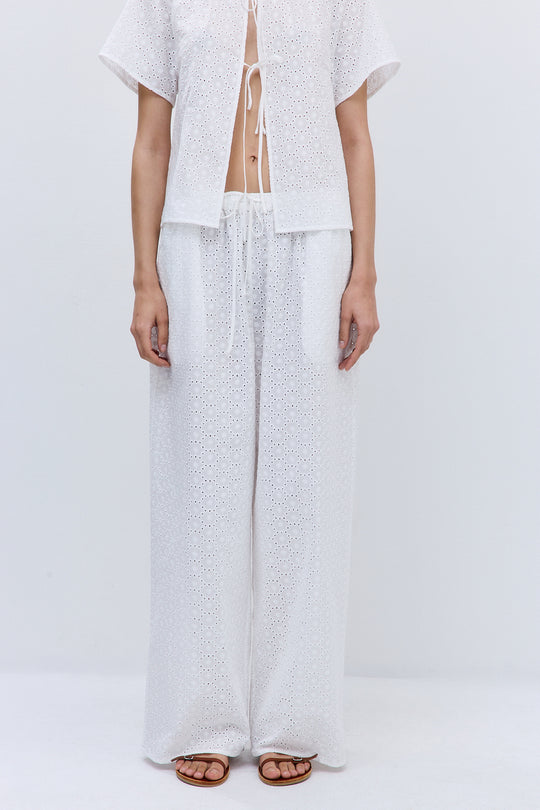Embroidered Wide Leg Pants