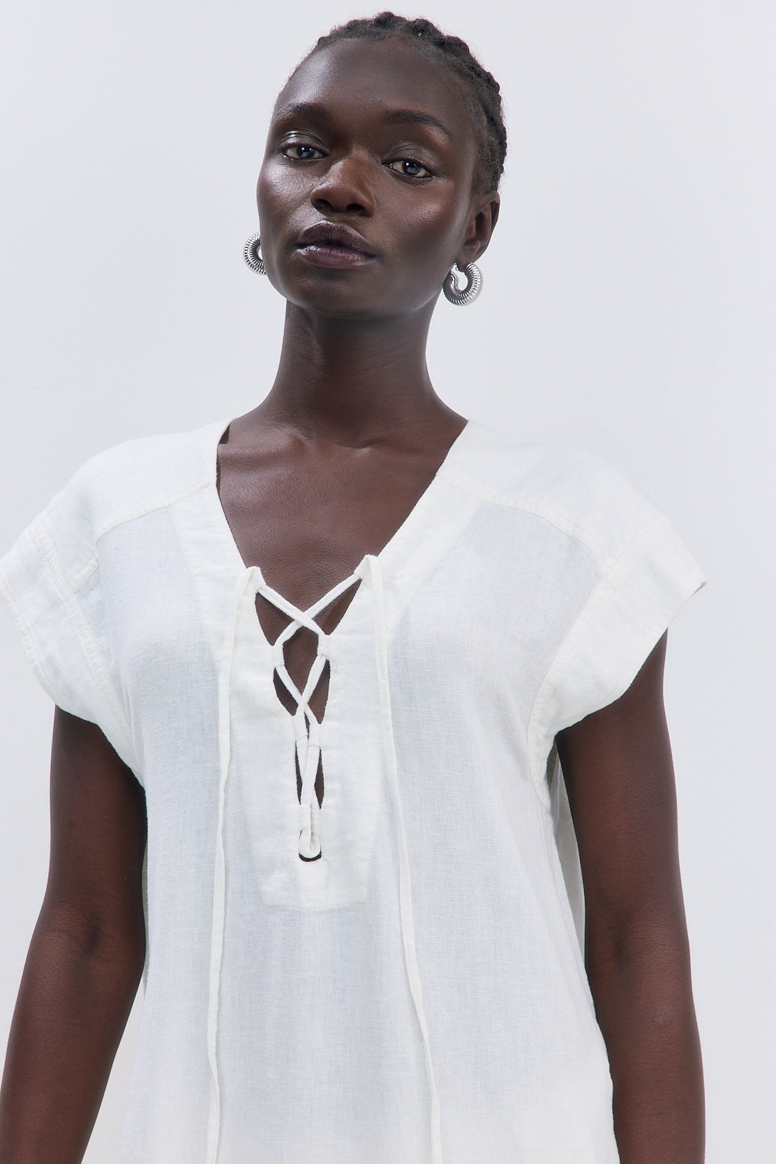 Linen String Tie Top - Dé Rococo