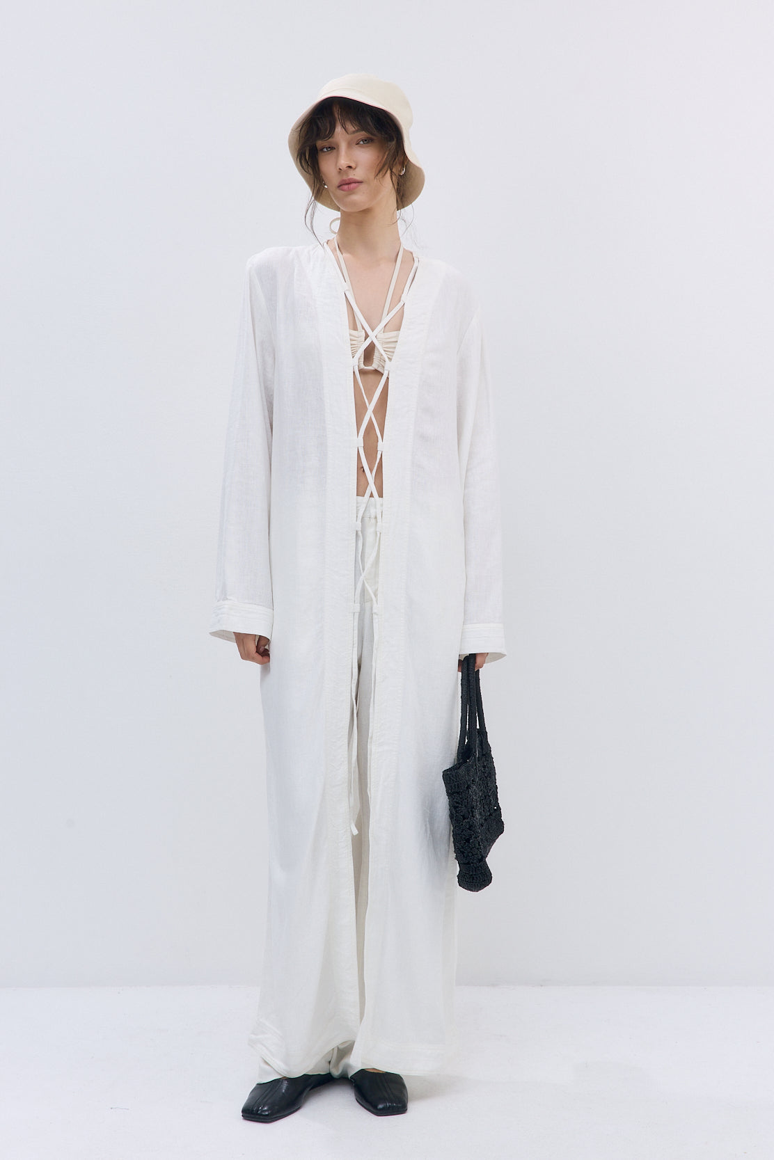 Linen String Tie Cover Up - Dé Rococo