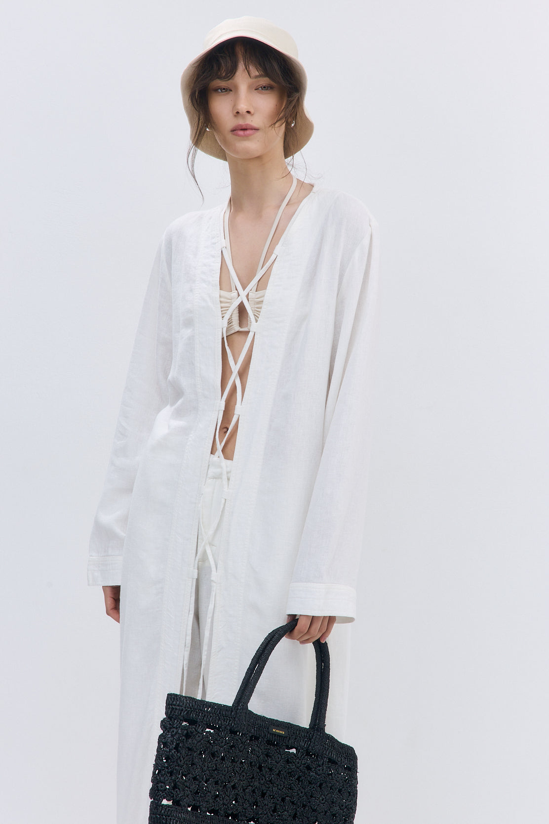 Linen String Tie Cover Up - Dé Rococo