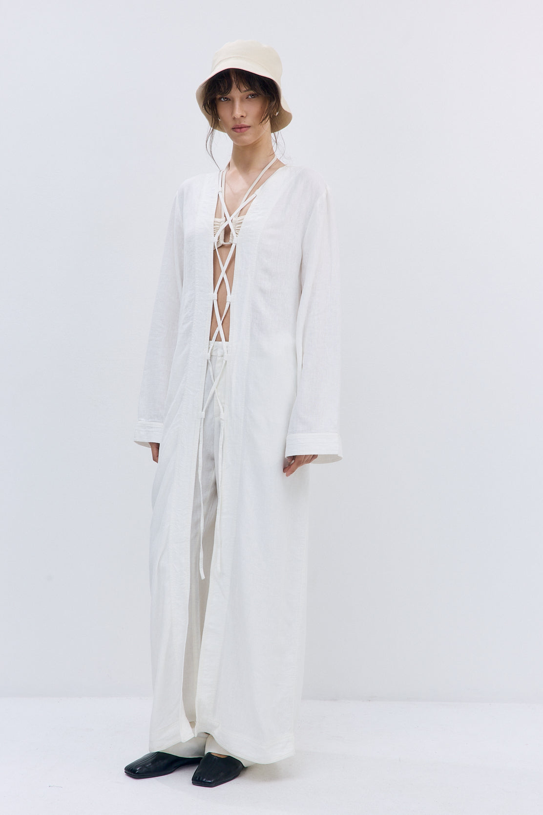 Linen String Tie Cover Up - Dé Rococo