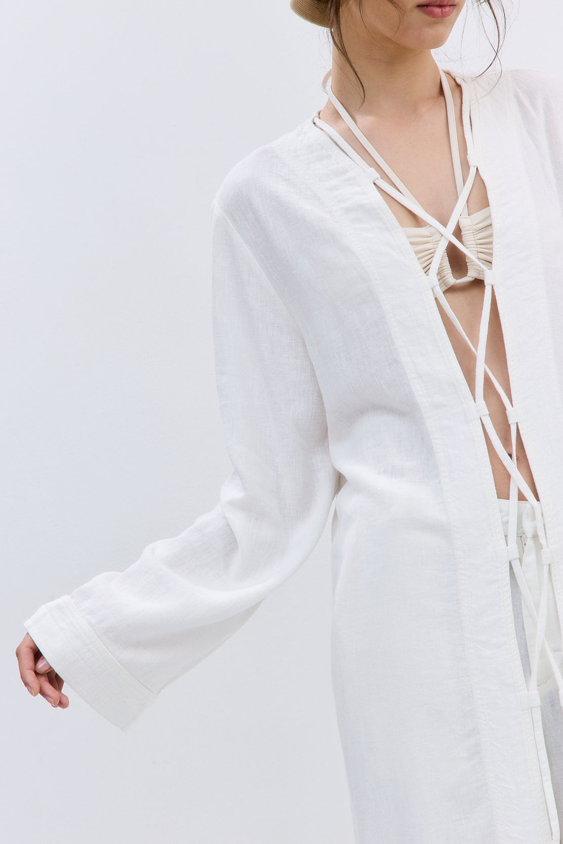 Linen String Tie Cover Up - Dé Rococo