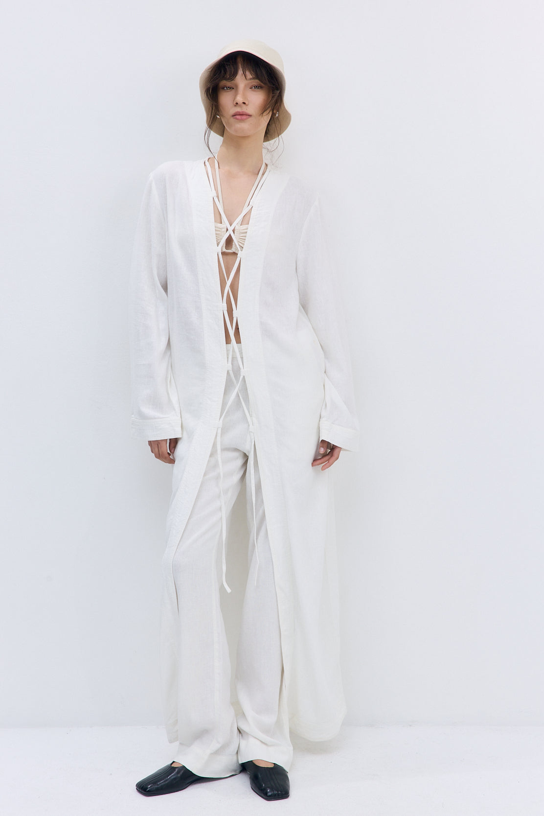 Linen String Tie Cover Up - Dé Rococo