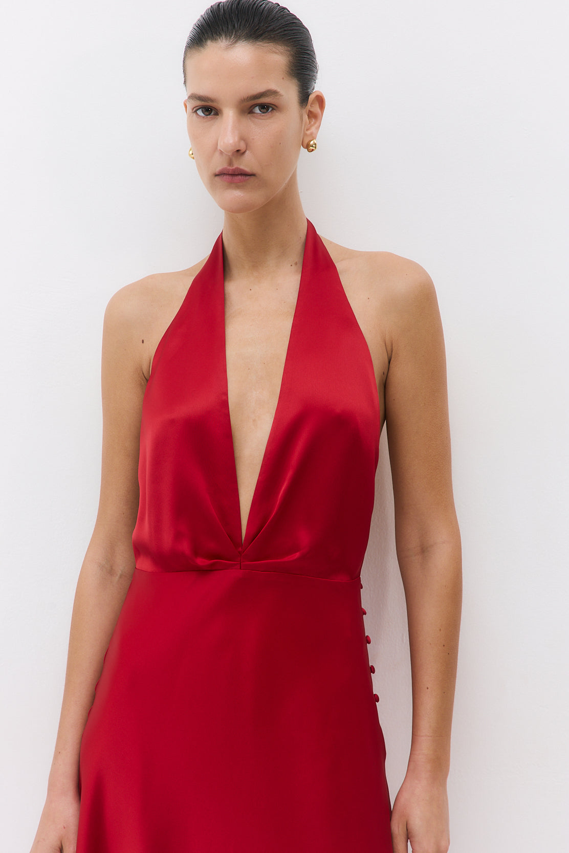 Satin Halter Maxi Dress