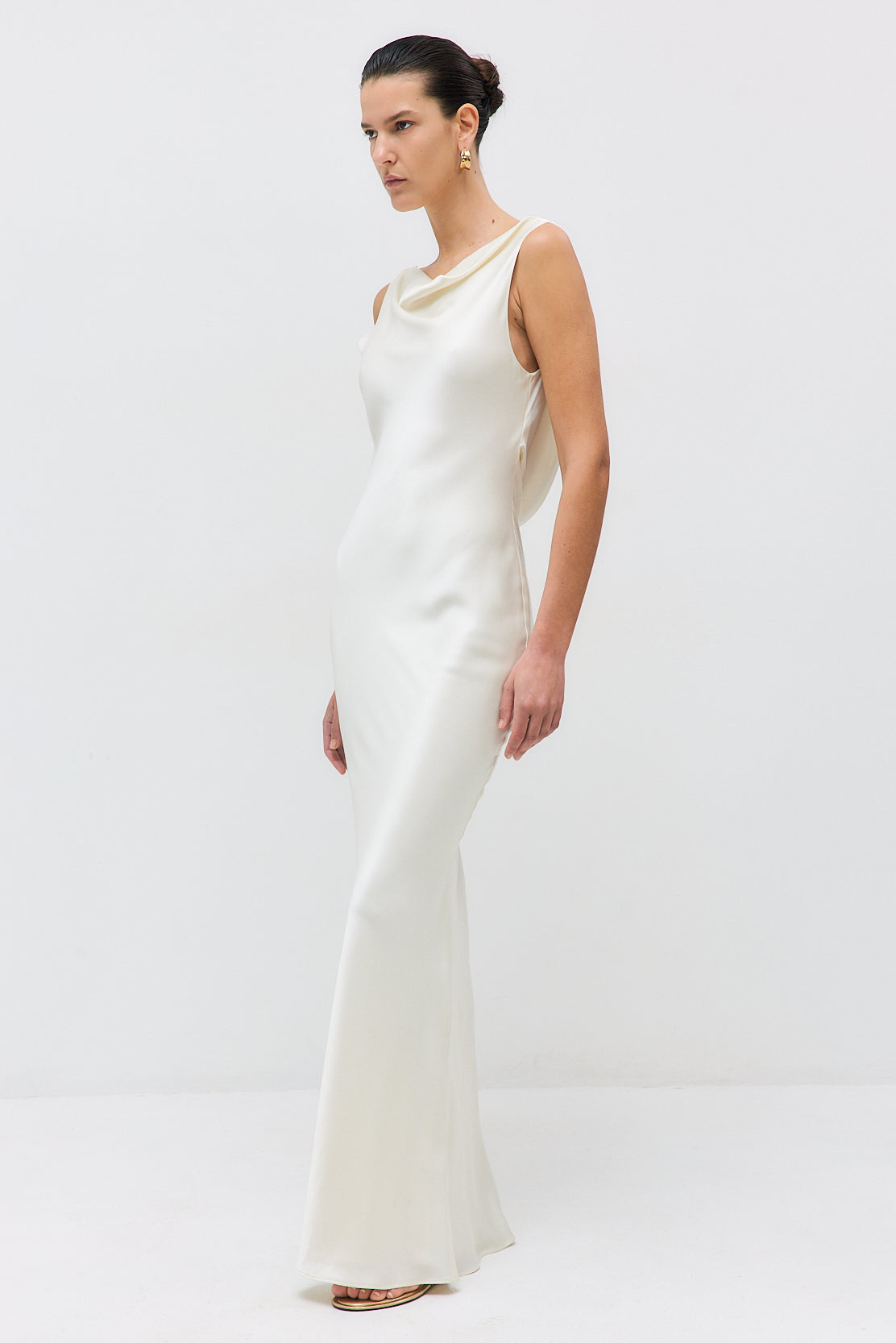 Satin Draped Back Maxi Dress - Dé Rococo