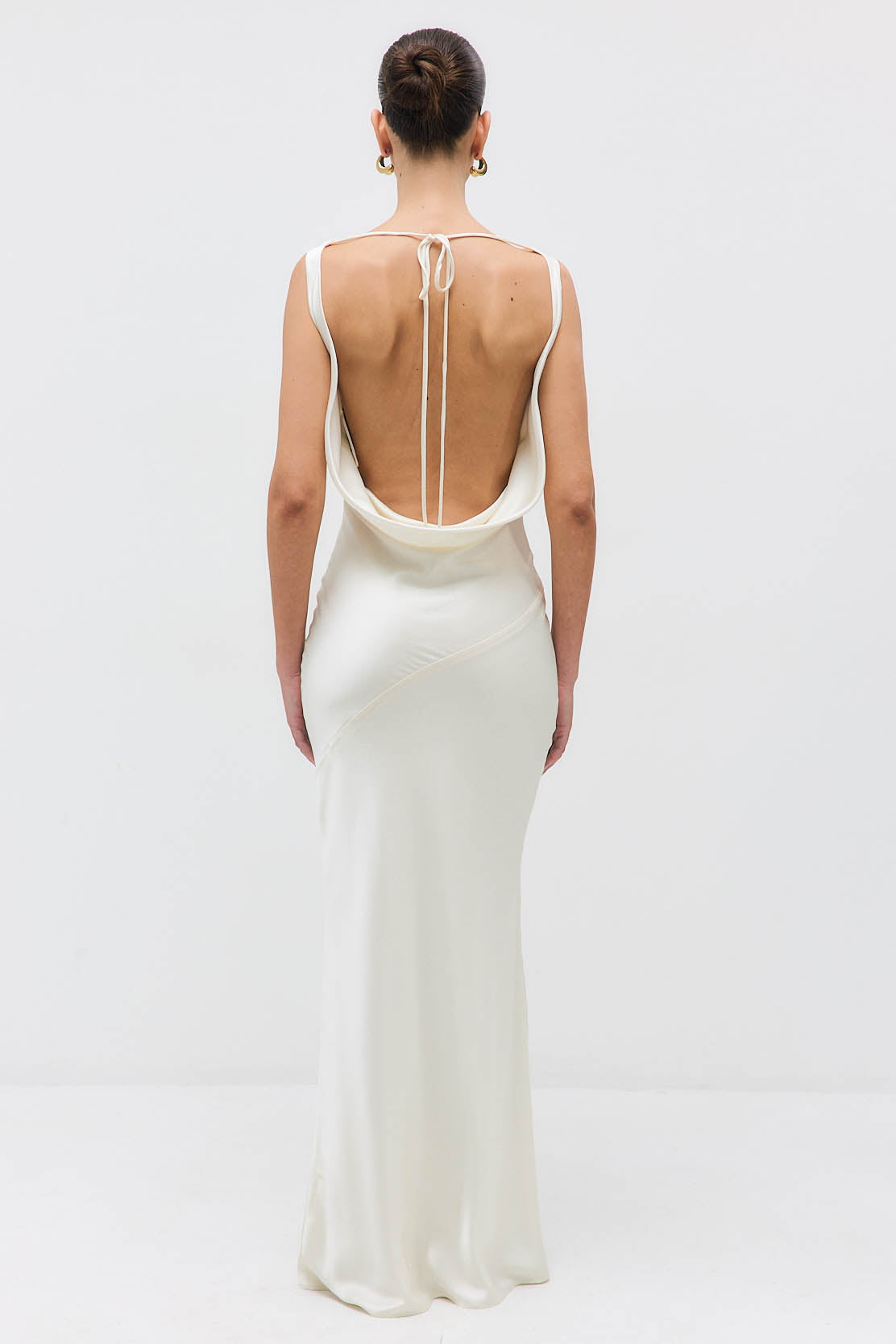 Satin Draped Back Maxi Dress - Dé Rococo