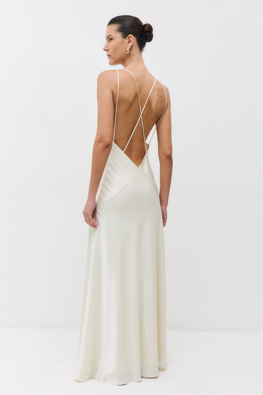 Deep V Satin Maxi Dress - Dé Rococo